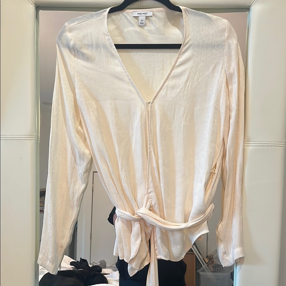 Cream Animal Print Wrap Top